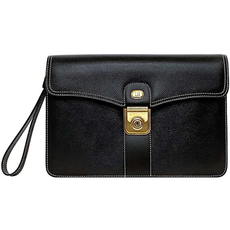 未使用品◎ dunhill ダンヒル クラッチバッグ セカンドバック ビジネス オーガナイザー オックスフォード 本革 オールレザー 黒 ダンヒル セカンドバッグ サイドカー 黒 レザー ロゴ クラッチバッグ