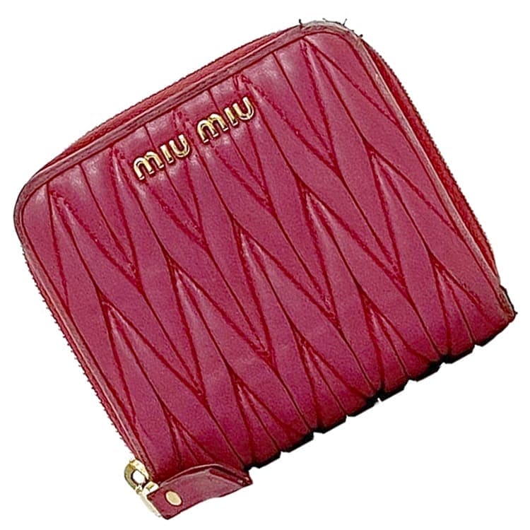 ミュウミュウ 二つ折り 財布 ec-22651 ピンク マテラッセ コンパクト