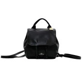 コーチ リュック ec-23343 ブラック F59819 美品 レザー 中古 COACH バックパック フラップ チャーム付 ミニ ロゴ 定番 人気 女性 レディース 黒色 黒 革 小さい お洒落 