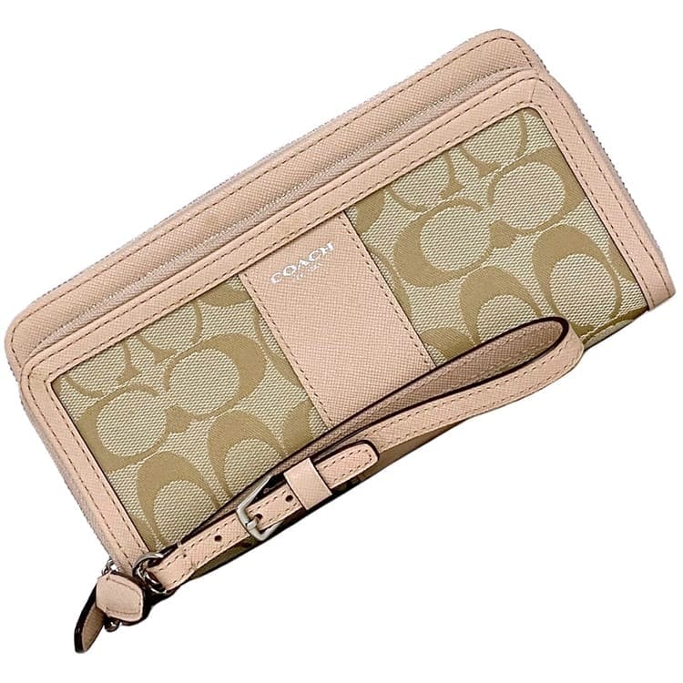 COACH ブラウン長財布 シグネチャー ウォルナット×チョーク 新品未使用 COACH ブラウン長財布 シグネチャー ウォルナット×チョーク 新品