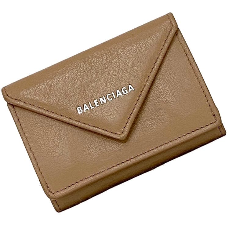 BALENCIAGA ペーパーウォレット　ベージュ 三つ折り財布　ミニウォレット BALENCIAGA バレンシアガ 三つ折り財布 PAPER ZA MINI WALLET