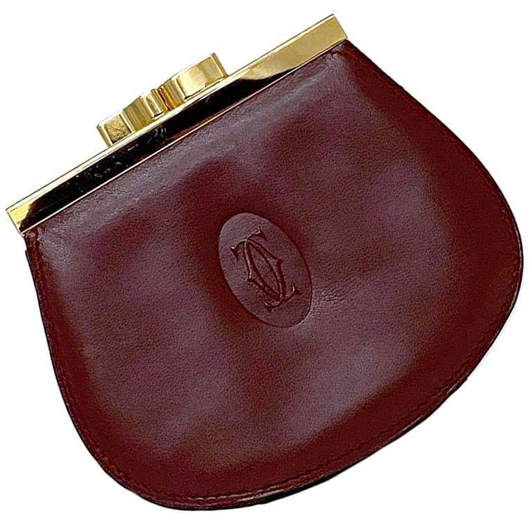 High Class Items カルティエ コインケース ec-23638 ボルドー マスト 美品 ガマグチ レザー 中古 Cartier がま口 ヴィンテージ 小銭入れ ...