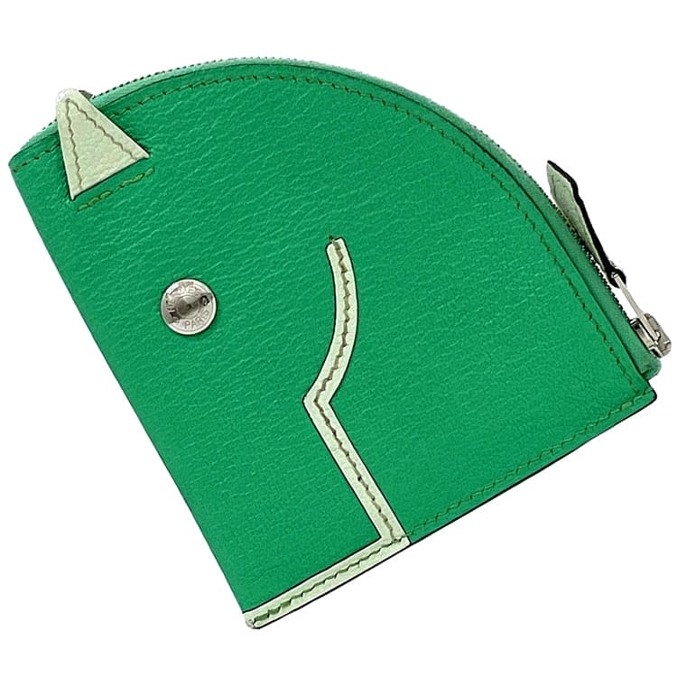 エルメス ケース f-23747 グリーン ミント 美品 小銭入れ レザー シェーブル 中古 Ｂ刻印 HERMES 財布 緑 ホース 馬 ファスナー 緑 セリエ金具 ヴィンテージ メンズ レディース 定番 人気 ウォレット シルバー金具 ブランド 本物 鑑定済み エルメス コインケース f-23747 グリーン ミント 美品 小銭入れ レザー