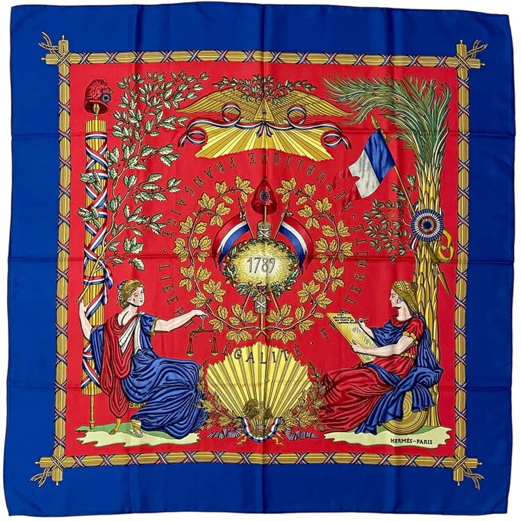 HERMES エルメス　大判スカーフ　カレ90 美品　英仏同盟 エルメス HERMES カレ90 Festival アマゾンの祭典 シルク 大判