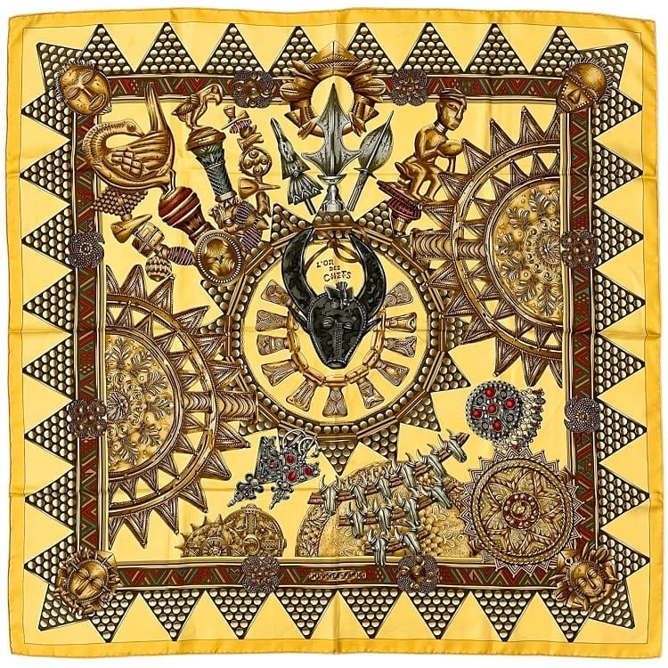 エルメス　ビンテージスカーフ戴冠式 90 cm エルメス スカーフ カレ90 王冠柄 ブラウン SILK100% | 東京銀座