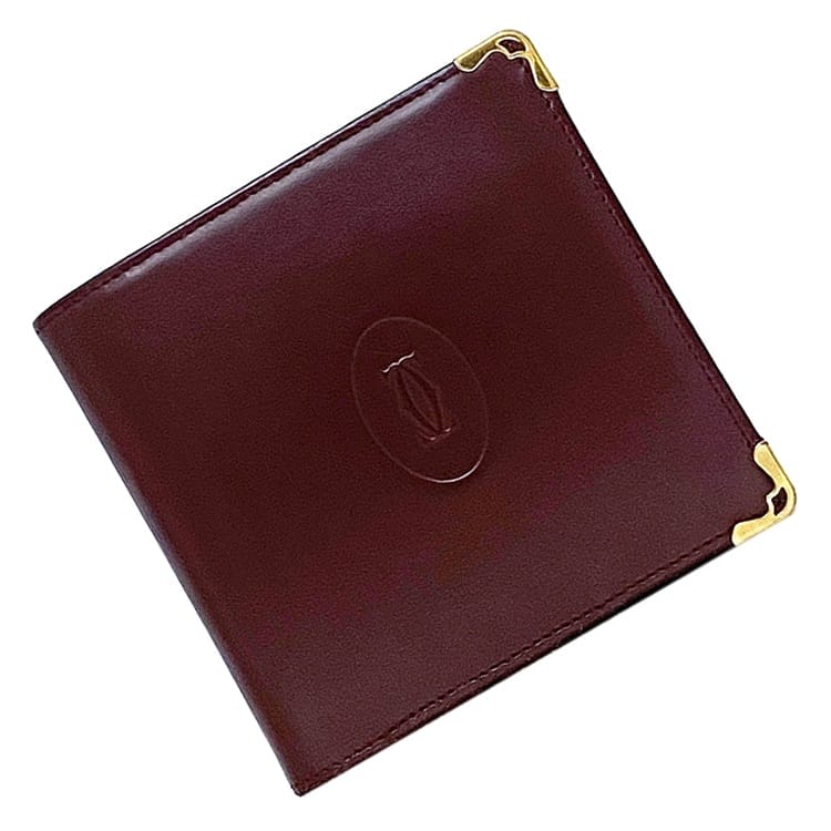 【極美品】Cartier カルティエ 本革 レザー 二つ折り財布 財布 ボルドー Cartier カルティエ ボルドー レザー 二つ折り財布 - メルカリ