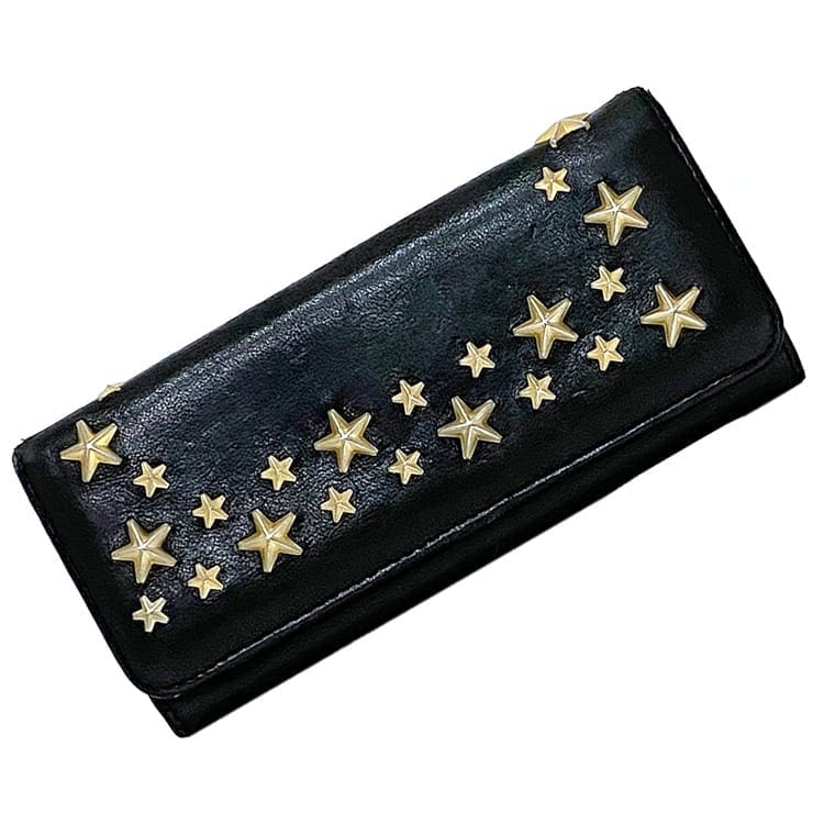 ジミー・チュウ レザー スタッズ ロング財布 ジミーチュウ 二つ折り 長財布 ec-23767 ブラック 財布 レザー