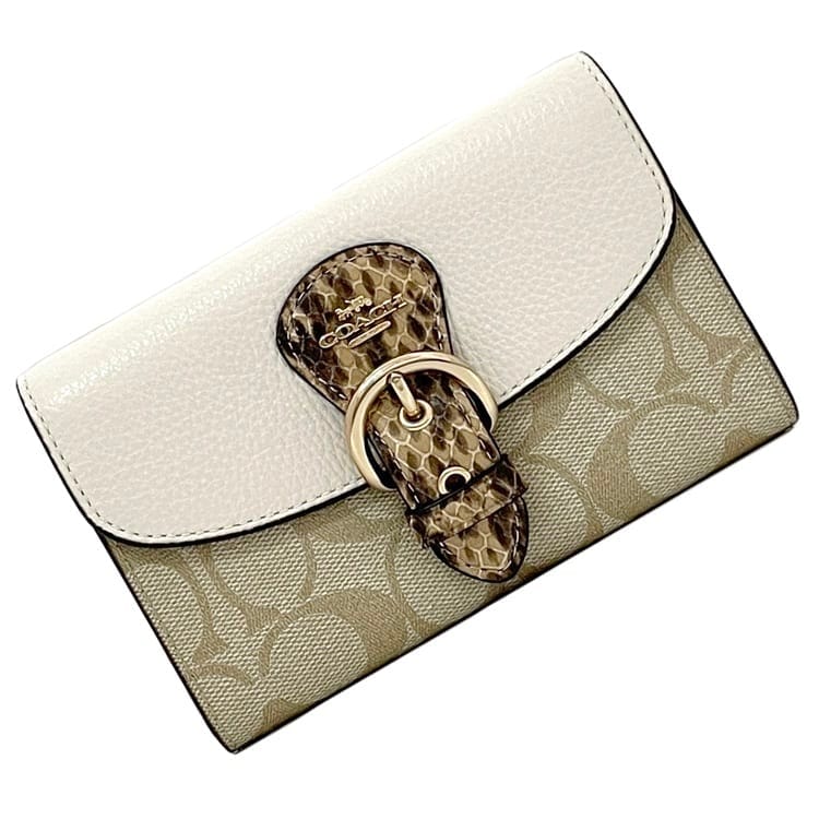 COACH ベージュ レザー ミュール サイズ24.5 コーチ 二つ折り 財布 ec-23795 ホワイト ベージュ シグネチャー