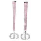 クリスチャン ディオール バッグチャーム ec-23924 シルバー ピンク 未使用 美品 メタル リボン Sランク Christian Dior CD ロゴ チャーム 定番 人気 女性 レディース 