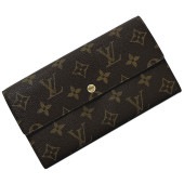 ルイ ヴィトン 二つ折り 長財布 ポルトモネ クレディ ec-24168 ブラウン モノグラム M61725 財布 モノグラムキャンバス 中古 CA1918 LOUIS VUITTON ホック 茶色 