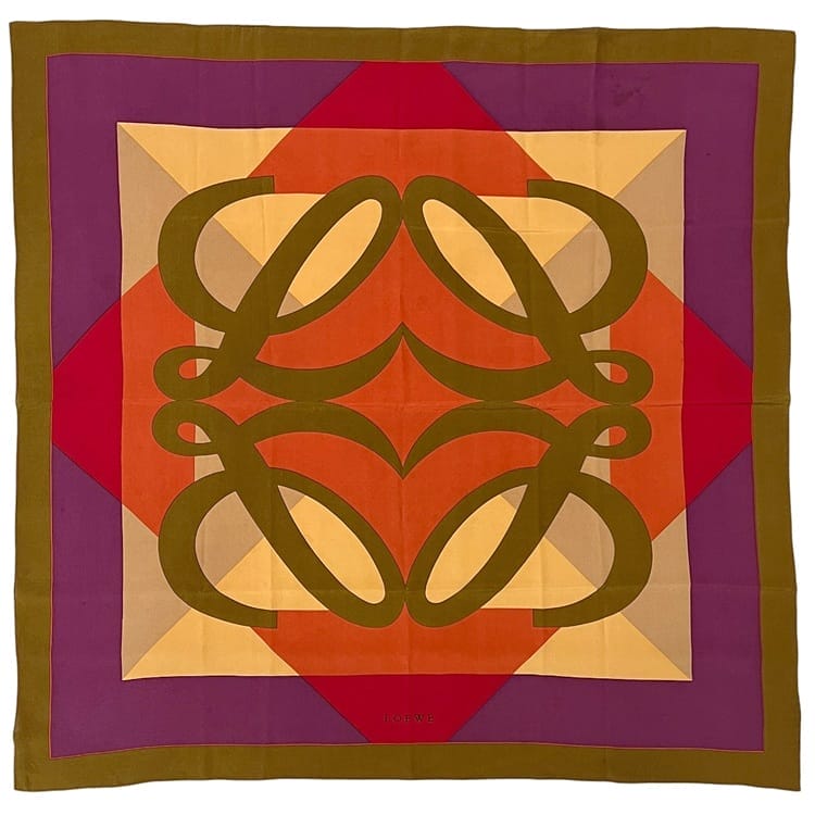 ロエベ スカーフ ec-24141 オレンジ カーキ ベージュ アナグラム  