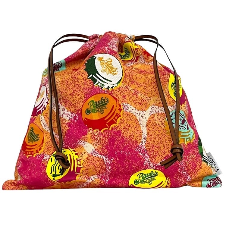 ロエベ 巾着 ポーチ ドローストリング ec-24202 オレンジ ピンク