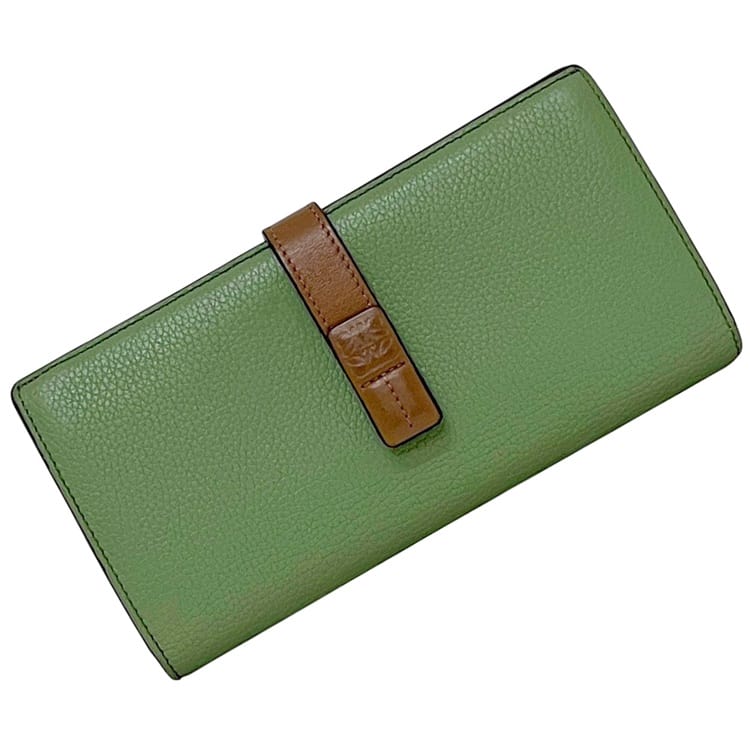ロエベ 二つ折り 長財布 バーティカル ウォレット カーキグリーン