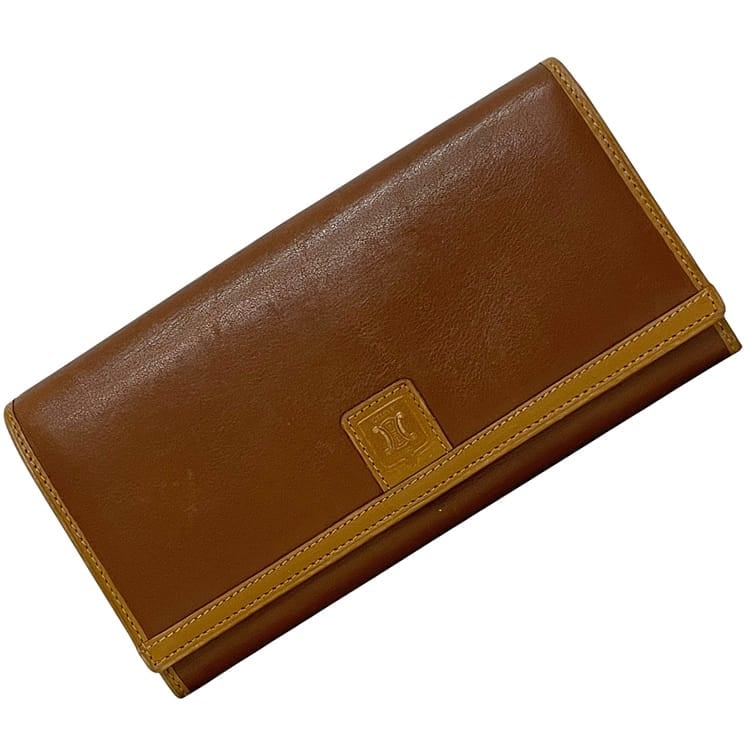 セリーヌ 二つ折り 長財布 ブラウン 美品 財布 がま口 レザー
