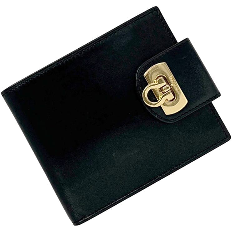 サルヴァトーレ フェラガモ 二つ折り 財布 ブラック ガンチーニ 22