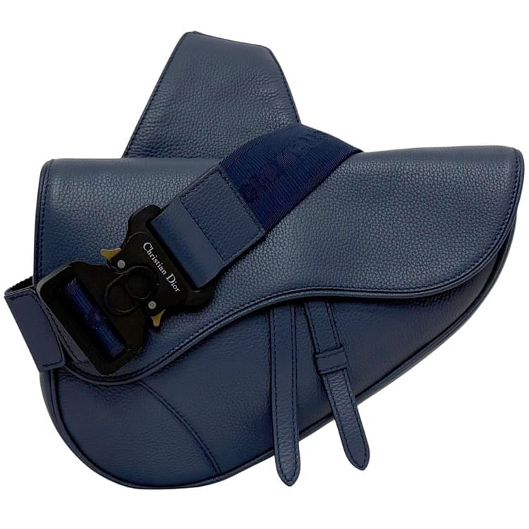 クリスチャン ディオール ボディバッグ サドルバッグ ネイビー ブルー 1ADPO093 美品 レザー 中古 06-BO-0199 Christian Dior クロスボディ 紺色 斜め掛け ショルダーバッグ フラップ マグネット サドル クリスチャン ディオール ボディバッグ サドルバッグ ネイビー ブルー