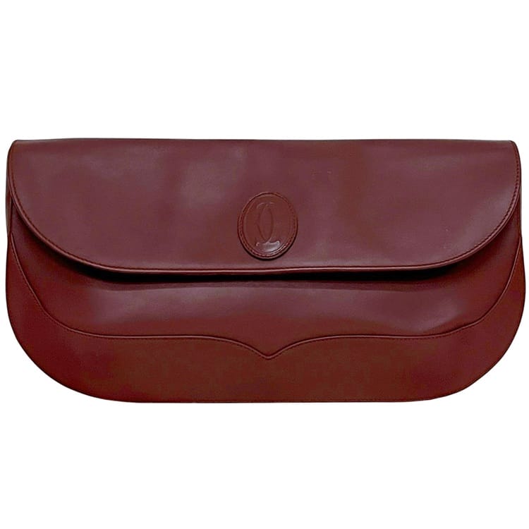カルティエ クラッチバッグ ボルドー マスト 美品 レザー 中古 Cartier
