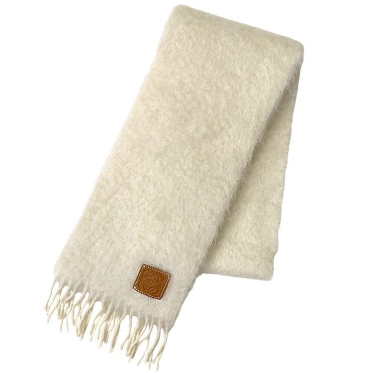 ロエベ マフラー ベージュ ホワイト アナグラム F655254X01 美品