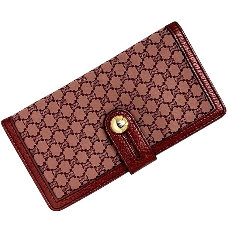 セリーヌ 二つ折り 長財布 ピンク マカダム 財布 美品 キャンバス