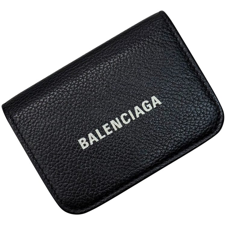 バレンシアガ 三つ折り 財布 ブラック エブリデイ 593813 美品 レザー