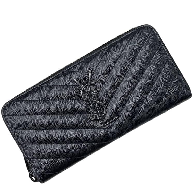 Saint Laurent 長財布 ラウンドファスナー ブラック 黒　YSL サンローラン ラウンドファスナー 長財布 ブラック 黒 モノグラム