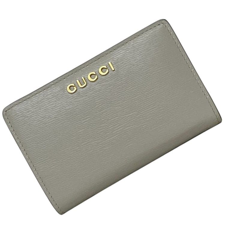 グッチ 二つ折り 財布 グレー 灰色 772640 2149 美品 L字ファスナー