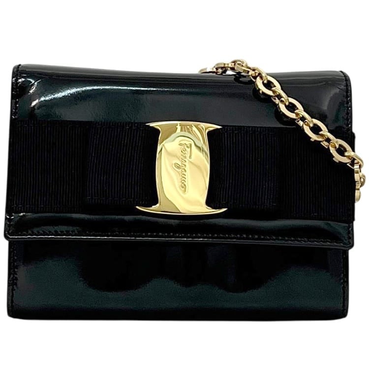 SALVATORE FERRAGAMO フェラガモ チェーンショルダーバッグ サルヴァトーレ フェラガモ チェーン ショルダーバッグ ブラック 黒