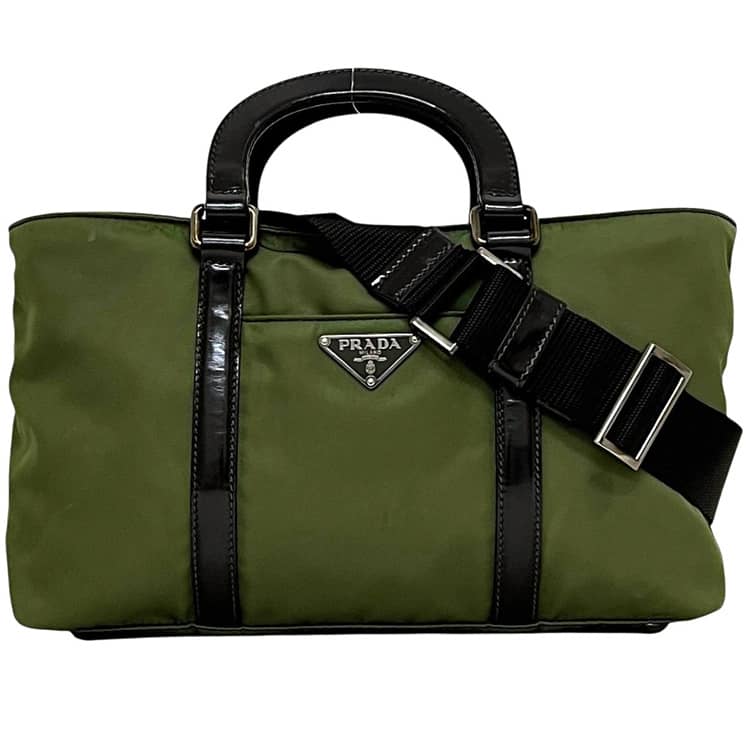 プラダ 2way ショルダー バッグ カーキグリーン テスート BN1052 美品 