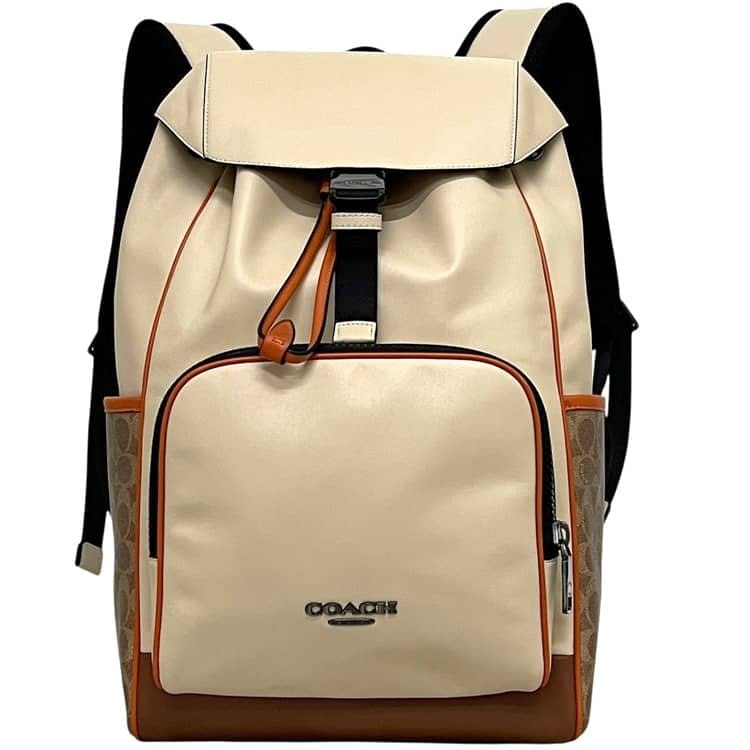 コーチ リュック ベージュ ホワイT シグネチャー CAJ74 美品 バック