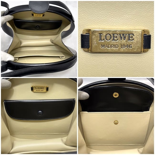 祝開店！大放出セール開催中 ハンドバッグ 丸型 LOEWE ロエベ 黒 マグネット アナグラム バッグ