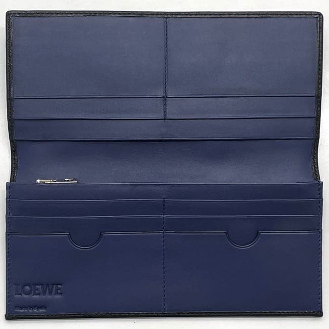 LOEWE ロエベ 長財布 ラムレザー ブラック アナグラム 二つ折り ロエベ 二つ折り 長財布 ec-23757 ブラック ネイビー アナグラム