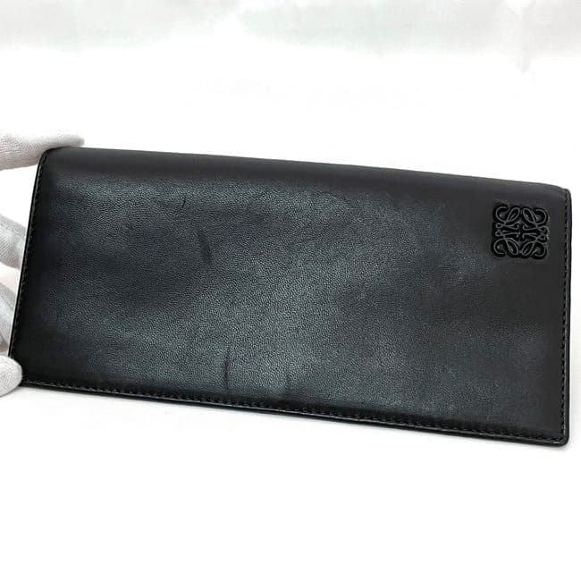 LOEWE ロエベ 長財布 ラムレザー ブラック アナグラム 二つ折り ロエベ 二つ折り 長財布 ec-23757 ブラック ネイビー アナグラム