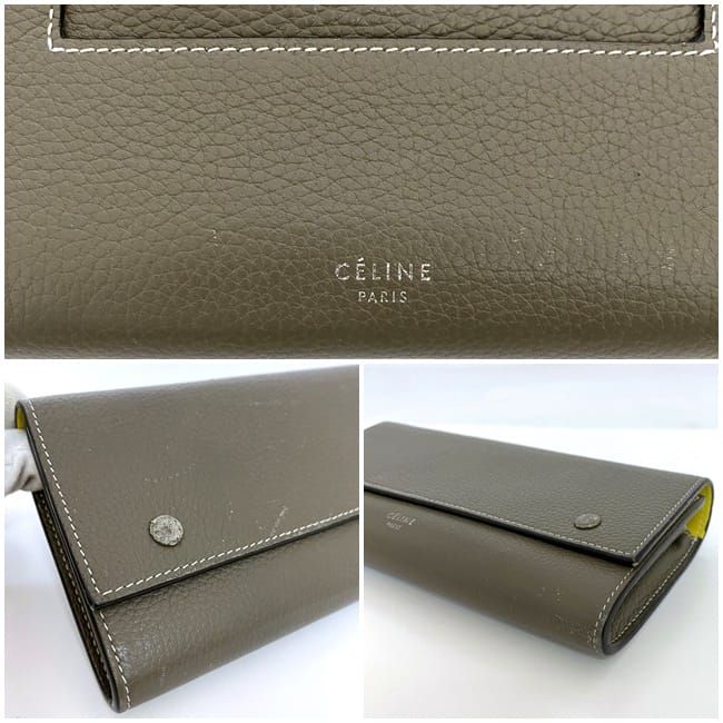 セリーヌ 二つ折り 長財布 ラージフラップ ec-21285 グレージュ