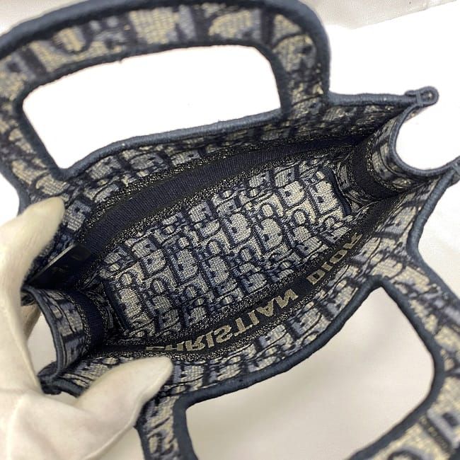 クリスチャンディオール トロッター パイル地 ミニトート クリスチャン ディオール ハンドバッグ ブックトート ミニ ネイビー