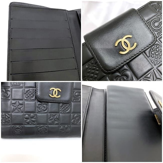 CHANEL アイコン　エンボス加工 ブラック 長財布 CHANEL - 本物 CHANEL シャネル アイコンライン 長財布 ロング