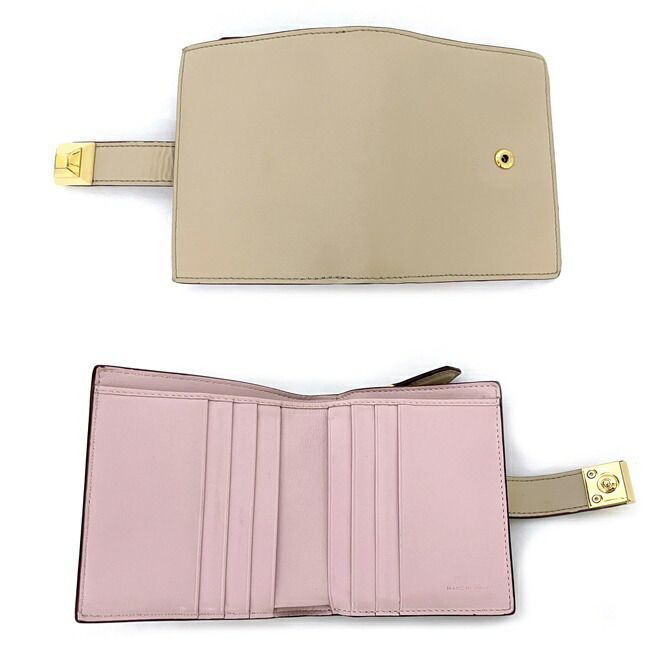 フェンディ 二つ折り 財布 ベージュ ピンク ゴールド 8M0386 SWD コンパクト レザー 中古 FENDI ミニ ウォレット スタッズ  シンプル ホック ファスナー 小銭入れ有 ワンポイント 定番 人気 レディース 女性 無地 クリーム | ブランド財布,その他ブランド | フリマハイ  