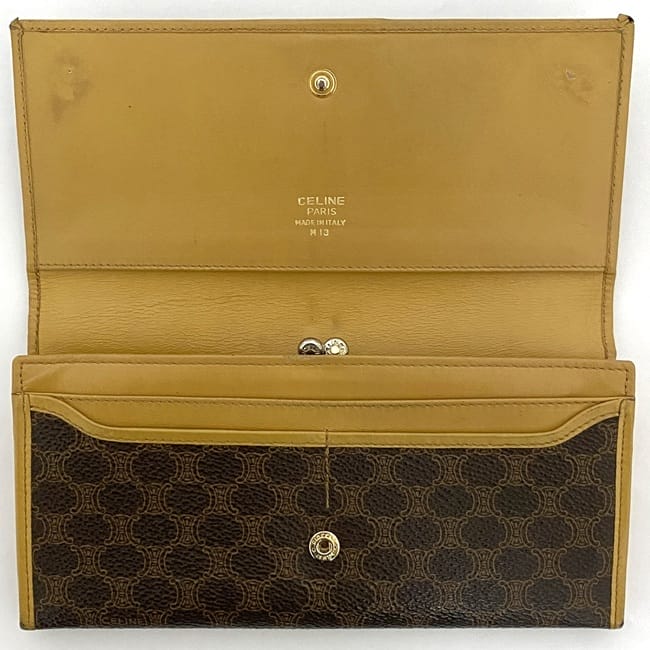 セリーヌ 二つ折り がま口 長財布 ec-22258 ブラウン キャメル