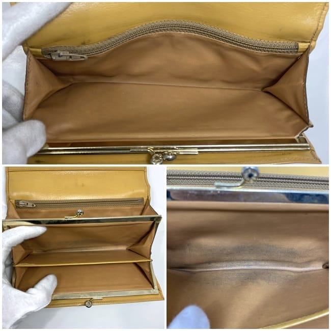 セリーヌ 二つ折り がま口 長財布 ec-22258 ブラウン キャメル