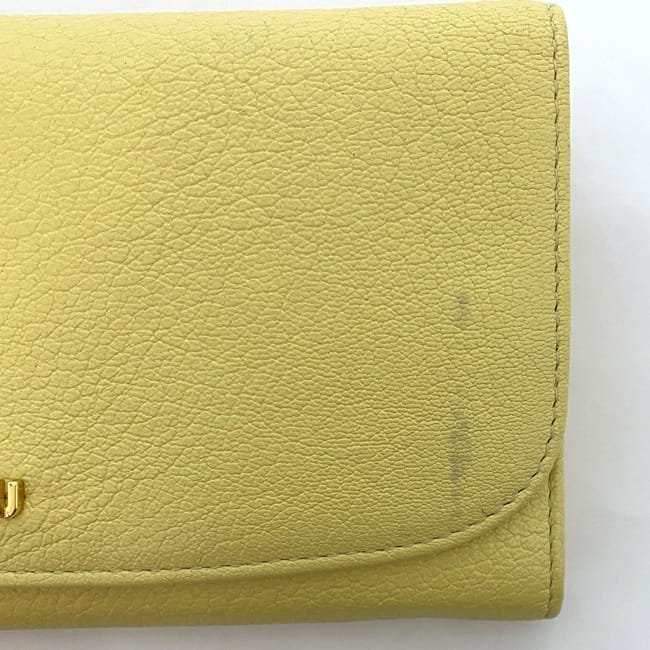 ミュウミュウ 二つ折り 長財布 ec-22260 イエロー 財布 レザー 中古