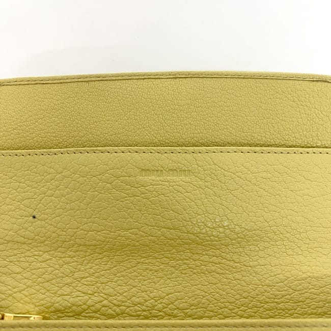 ミュウミュウ 二つ折り 長財布 ec-22260 イエロー 財布 レザー 中古