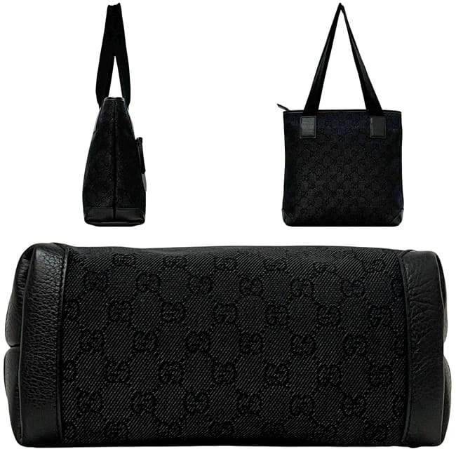 グッチ トートバッグ ブラック GGキャンバス 143424 美品 キャンバス