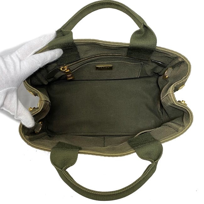 プラダ 2way トートバッグ カーキ グリーン MILITARE カナパ