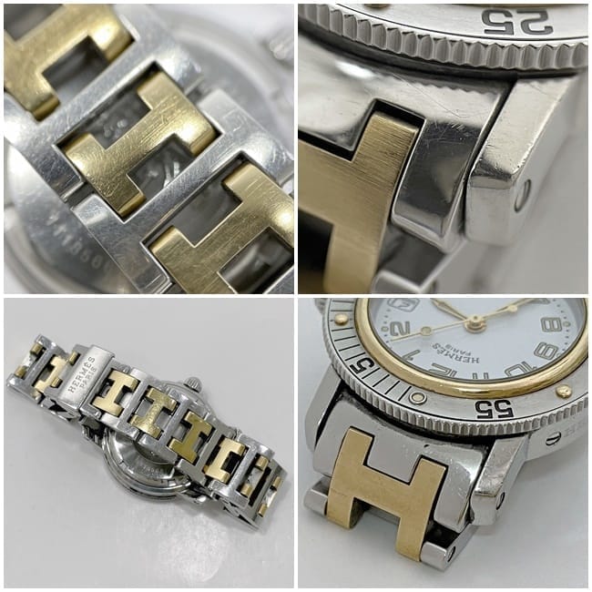 美品✨　エルメス　クリッパー　ダイバー　ホワイト文字盤　シルバー　時計　デイト エルメス 腕時計 クリッパー ダイバー f-23363 ホワイト