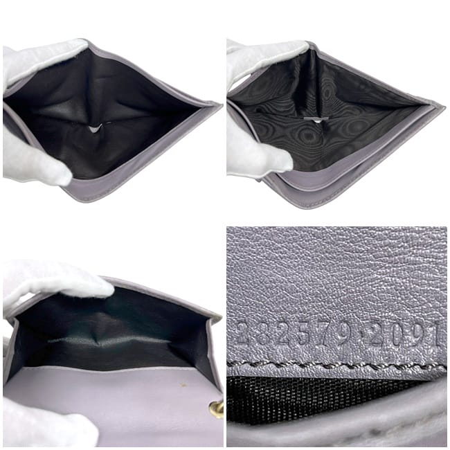 グッチ 二つ折り 財布 パープル マイクロシマ 232579 Wホック 美品