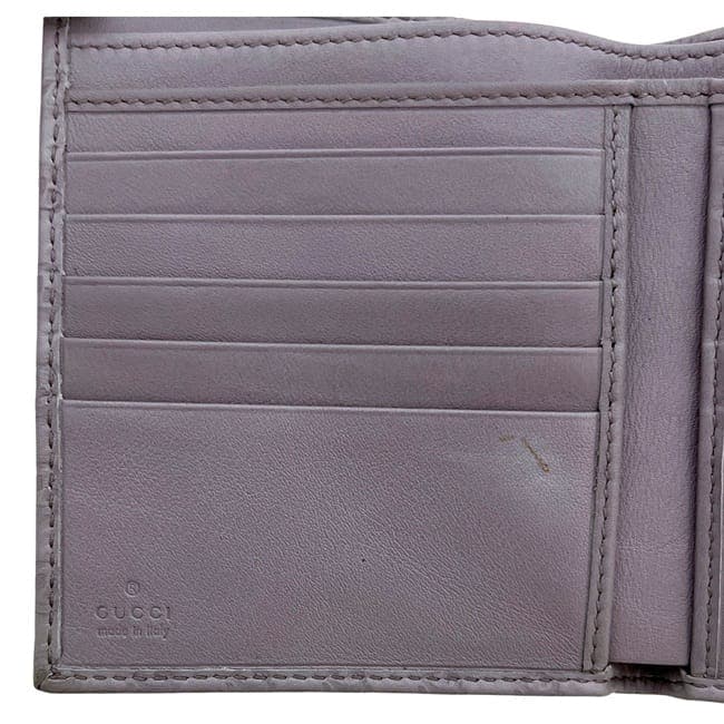 グッチ 二つ折り 財布 パープル マイクロシマ 232579 Wホック 美品