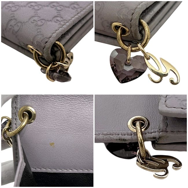 グッチ 二つ折り 財布 パープル マイクロシマ 232579 Wホック 美品