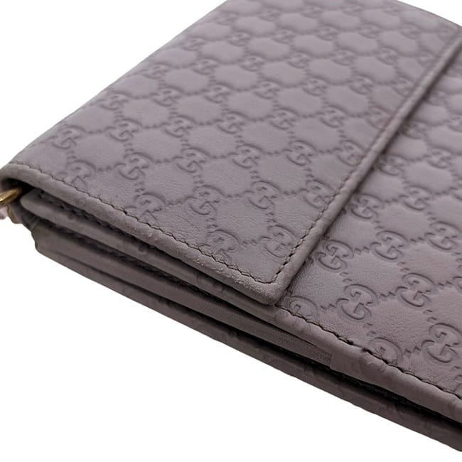 グッチ 二つ折り 財布 パープル マイクロシマ 232579 Wホック 美品