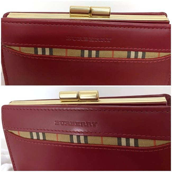 ＊M＊【新品】BURBERRYバーバリー 折り財布　レッド　がま口 人気】 BURBERRY バーバリー チェック 長財布 レッド 二つ折り