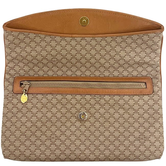 セリーヌ クラッチバッグ ベージュ ブラウン マカダム 美品 PVC レザー