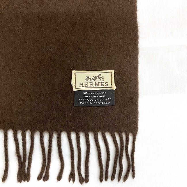 エルメス マフラー ブラウン 美品 クリーニング済み カシミア 100